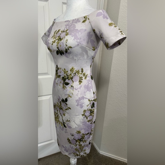 Calvin Klein Women's Off-The-Shoulder Floral Scuba Sheath Dress Size 2P - Picture 6 of 10